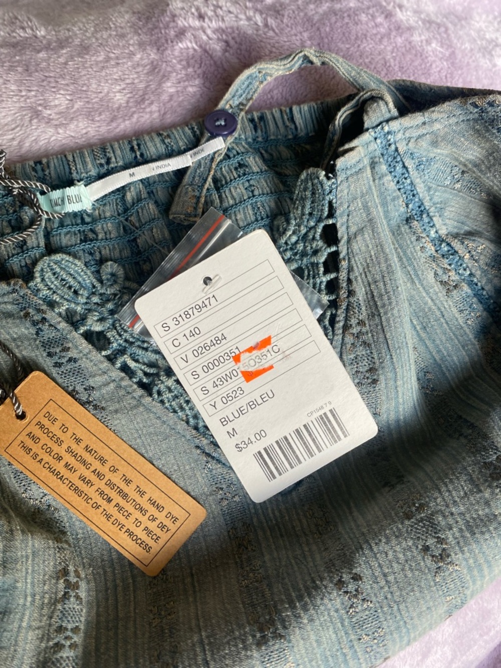 Kimchi Blue Lace Trim Denim Cami Crop Top Y2K Boho Cottagecore Fairy NWT - Picture 7 of 7
